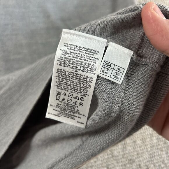 Brooks Brothers V-Neck Sweater Mens XL Gray Long Sleeve Italian Yarn Merino Wool - Picture 7 of 8
